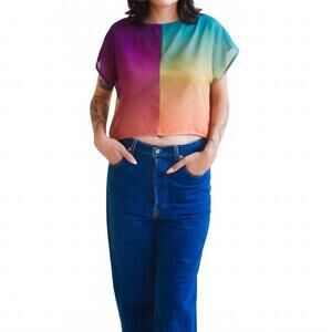 NEW ALTAR ooak fox crop top in multicolor